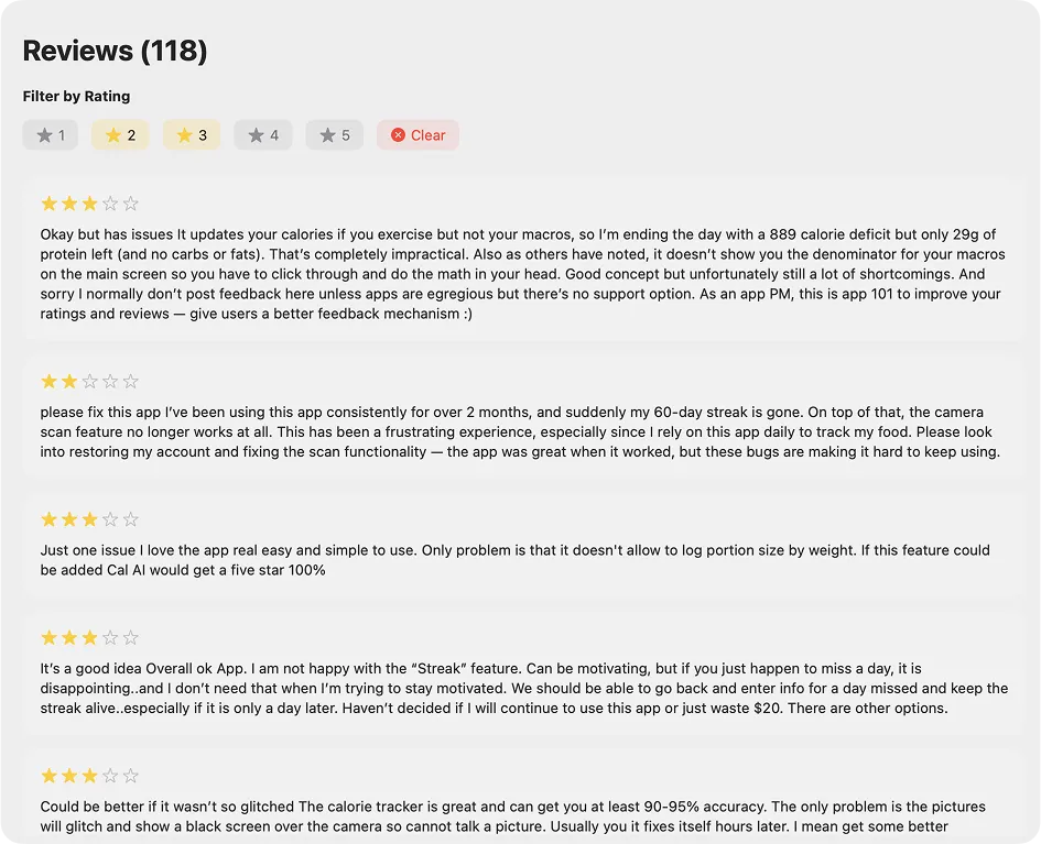Peter AI review collection interface
